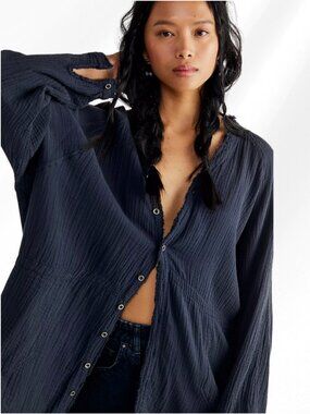 We The Free Urban Outfitters Black Gauze Tunic Top Oversized XL Boho